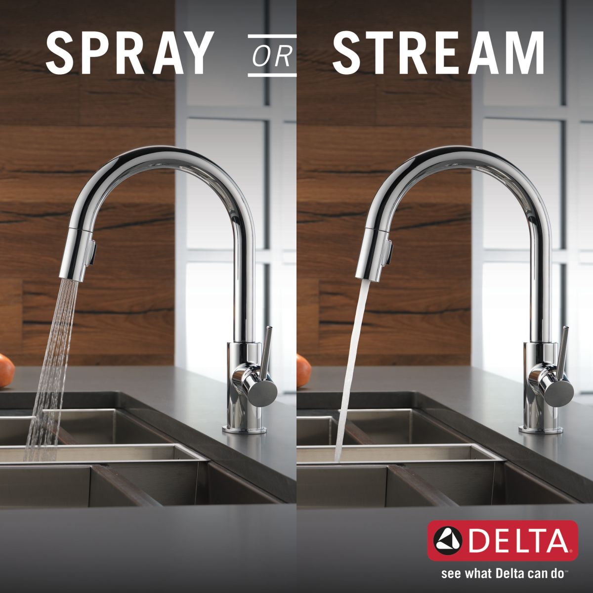DELTA Trinsic Single Handle Pull-Down Kitchen Faucet — Chrome