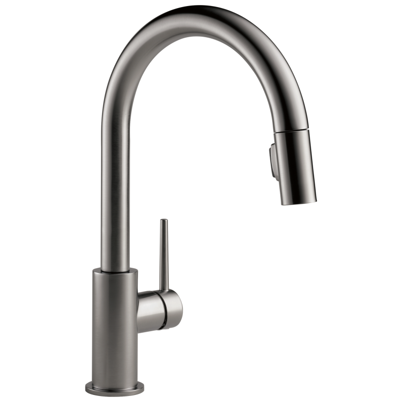 DELTA Trinsic Single Handle Pull-Down Kitchen Faucet — Black Stainless