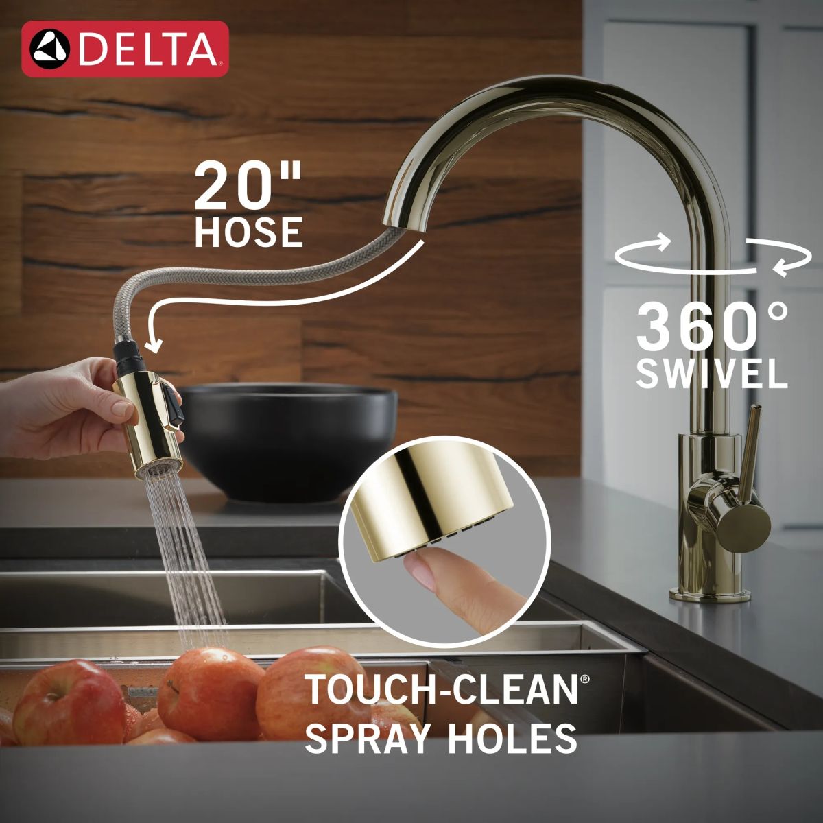DELTA Trinsic Single Handle Pull-Down Kitchen Faucet — Polished Nickel