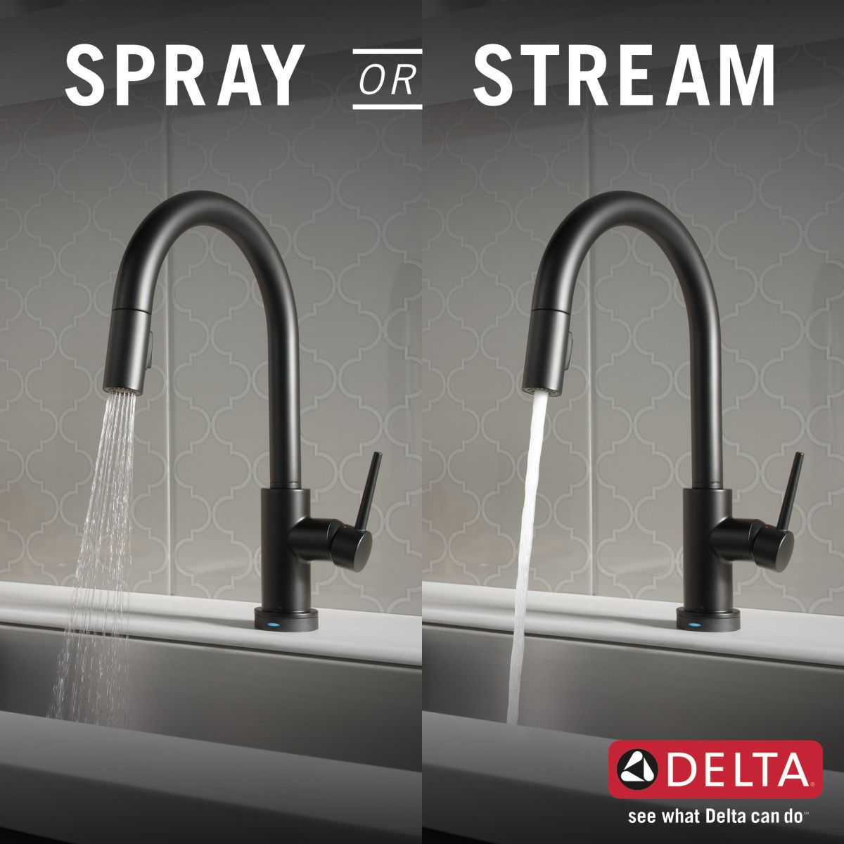 DELTA Trinsic Single Handle Pull-Down Kitchen Faucet with Touch2O Technology — Matte Black
