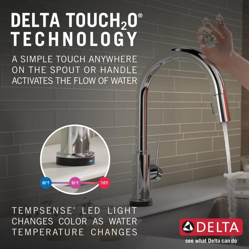 DELTA Trinsic Single Handle Pull-Down Kitchen Faucet with Touch2O Technology — Chrome
