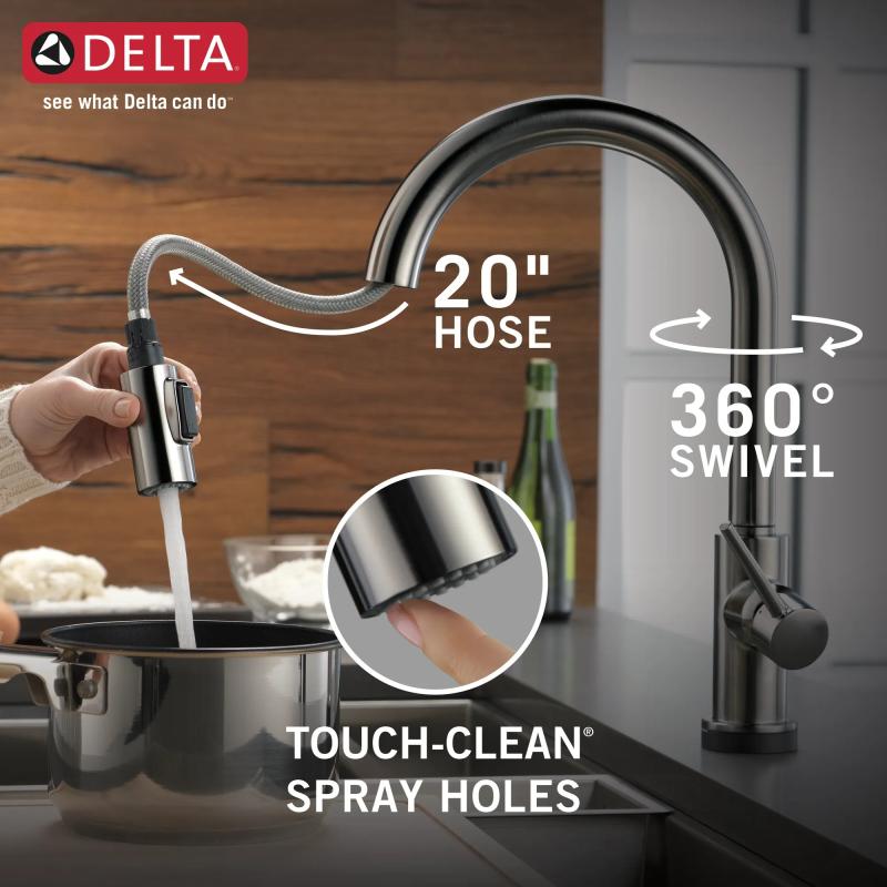 DELTA Trinsic Single Handle Pull-Down Kitchen Faucet with Touch — Black Stainless