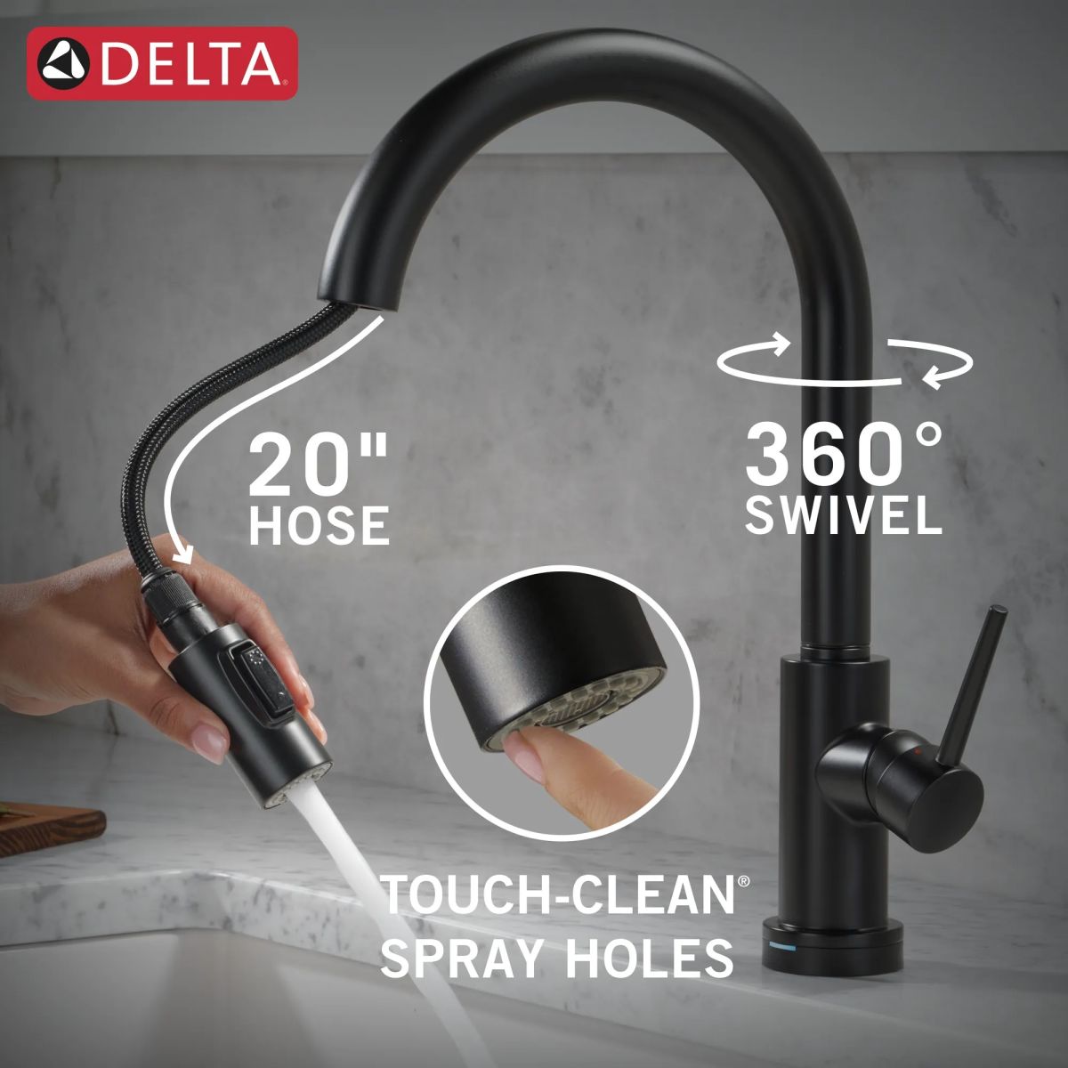 DELTA Trinsic VoiceIQ Kitchen Faucet with Touch2O Technology with Touchless Technology — Matte Black