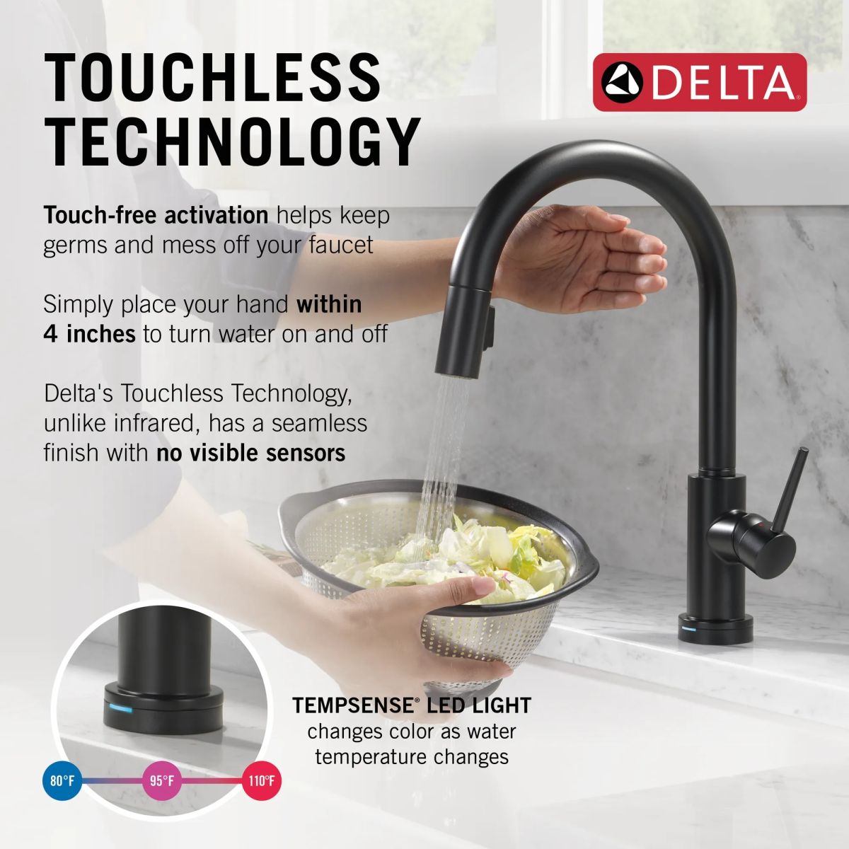 DELTA Trinsic VoiceIQ Kitchen Faucet with Touch2O Technology with Touchless Technology — Matte Black