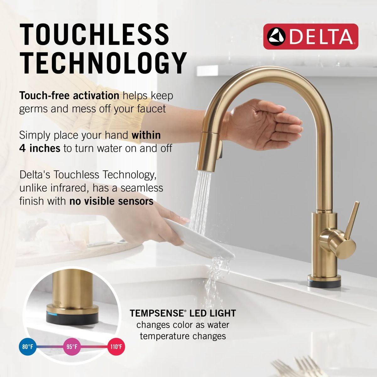 DELTA Trinsic VoiceIQ Kitchen Faucet with Touch2O Technology with Touchless Technology — Champagne Bronze