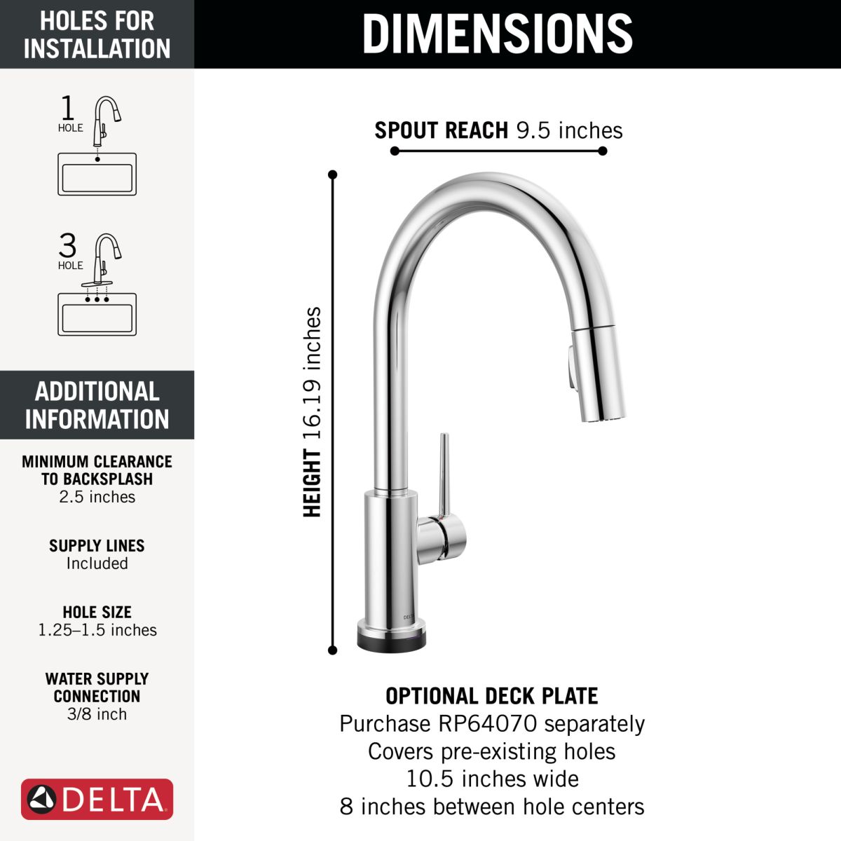 DELTA Trinsic VoiceIQ Kitchen Faucet with Touch2O Technology with Touchless Technology — Chrome