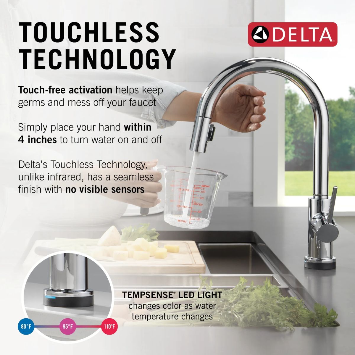 DELTA Trinsic VoiceIQ Kitchen Faucet with Touch2O Technology with Touchless Technology — Chrome