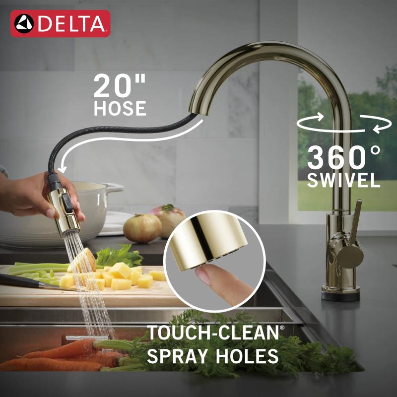 DELTA Trinsic VoiceIQ Kitchen Faucet with Touch2O Technology with Touchless Technology — Polished Nickel