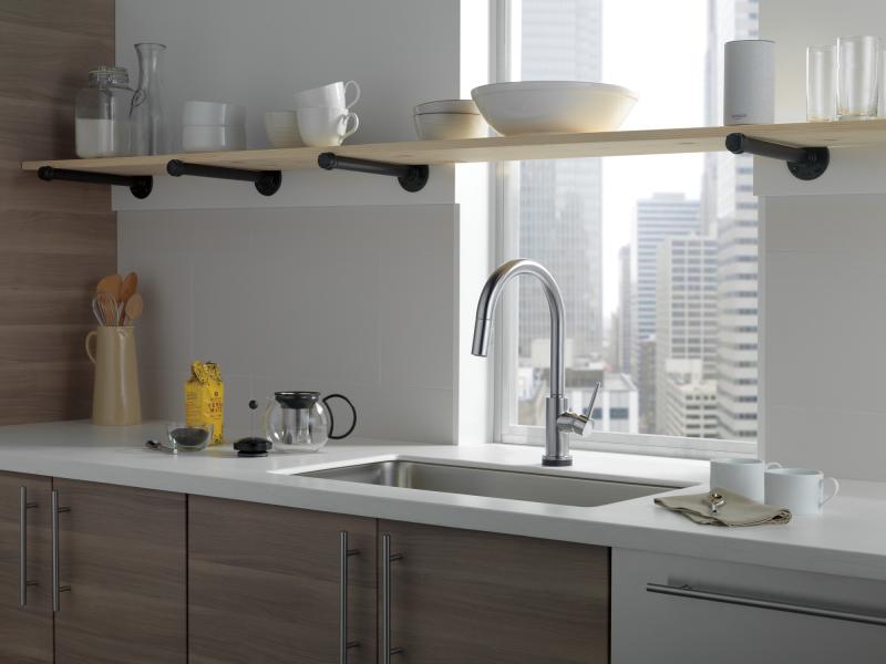 DELTA Trinsic VoiceIQ Single-Handle Pull-Down Kitchen Faucet with Touch2O Technology — Arctic Stainless