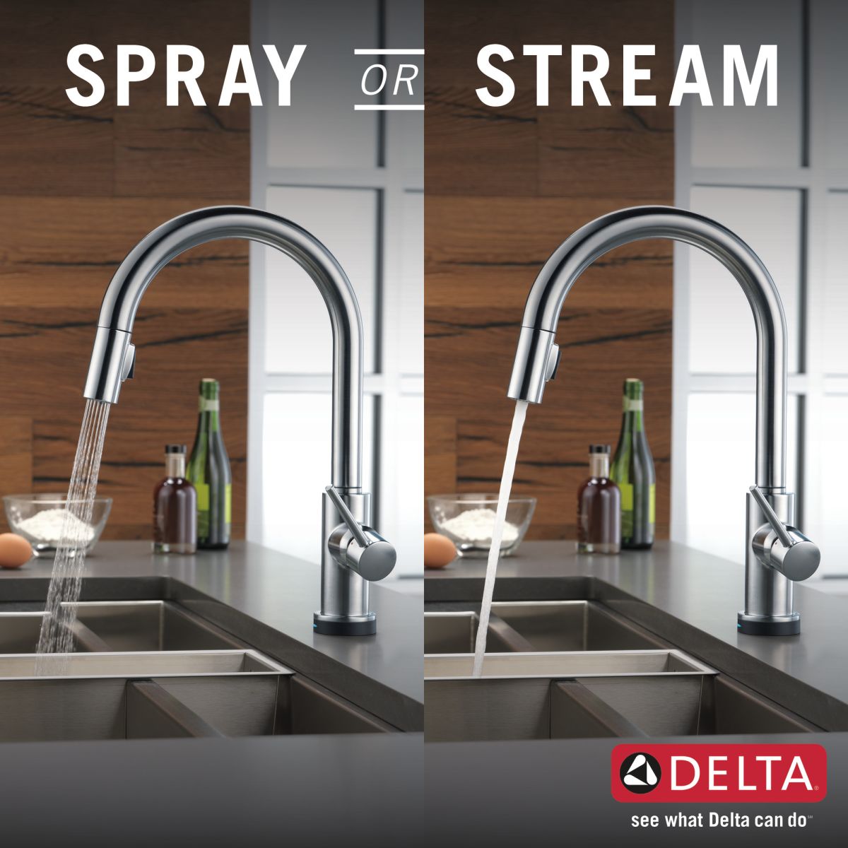 DELTA Trinsic VoiceIQ Single-Handle Pull-Down Kitchen Faucet with Touch2O Technology — Arctic Stainless