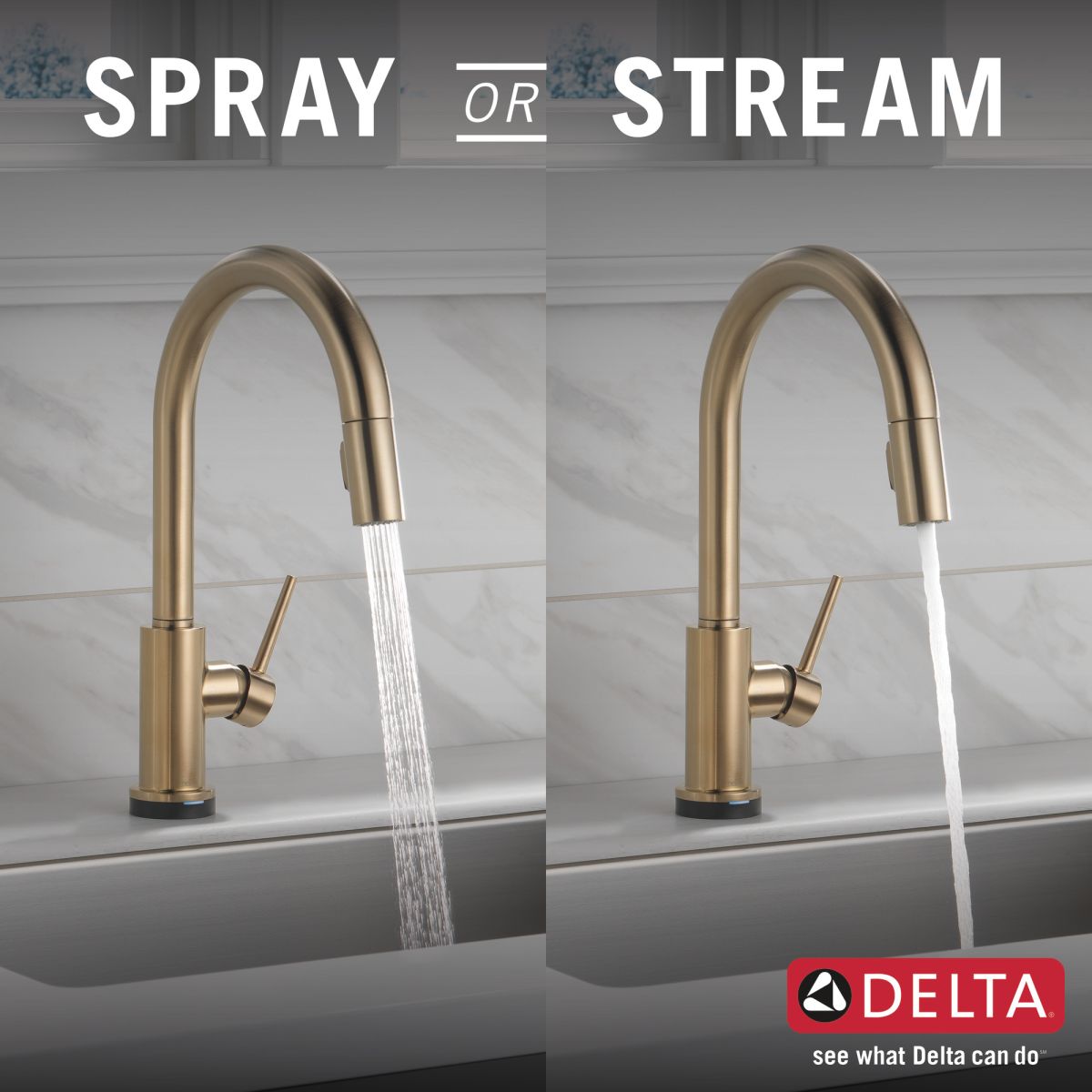 DELTA Trinsic VoiceIQ Single-Handle Pull-Down Kitchen Faucet with Touch2O Technology — Champagne Bronze