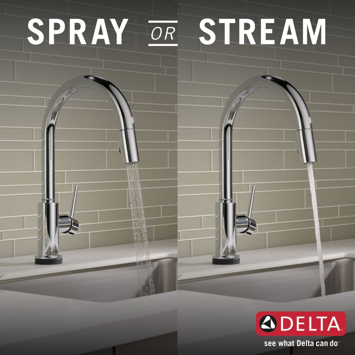 DELTA Trinsic VoiceIQ Single-Handle Pull-Down Kitchen Faucet with Touch2O Technology — Chrome