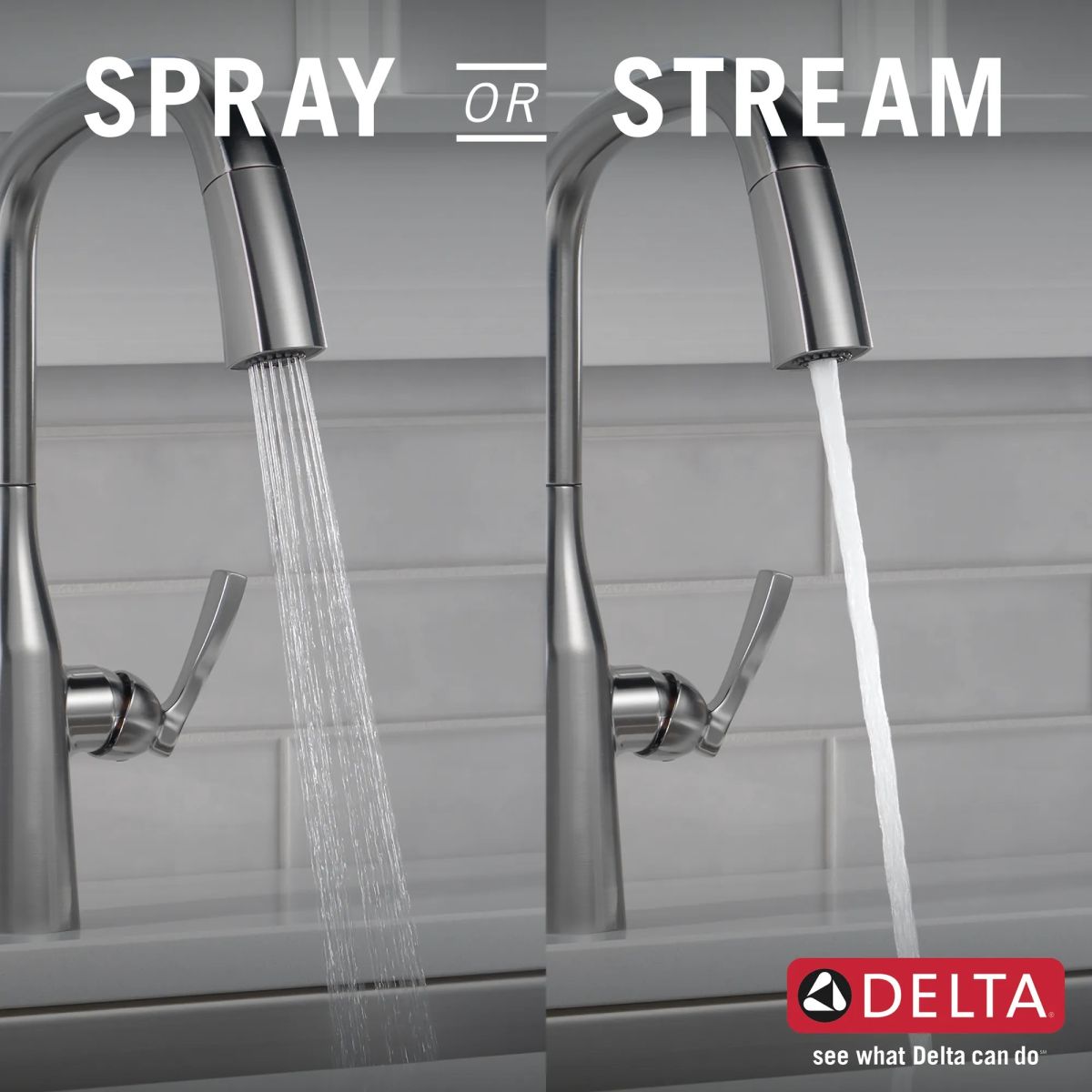 DELTA Stryke Single Handle Pull-Down Kitchen Faucet — Lumicoat® Arctic Stainless