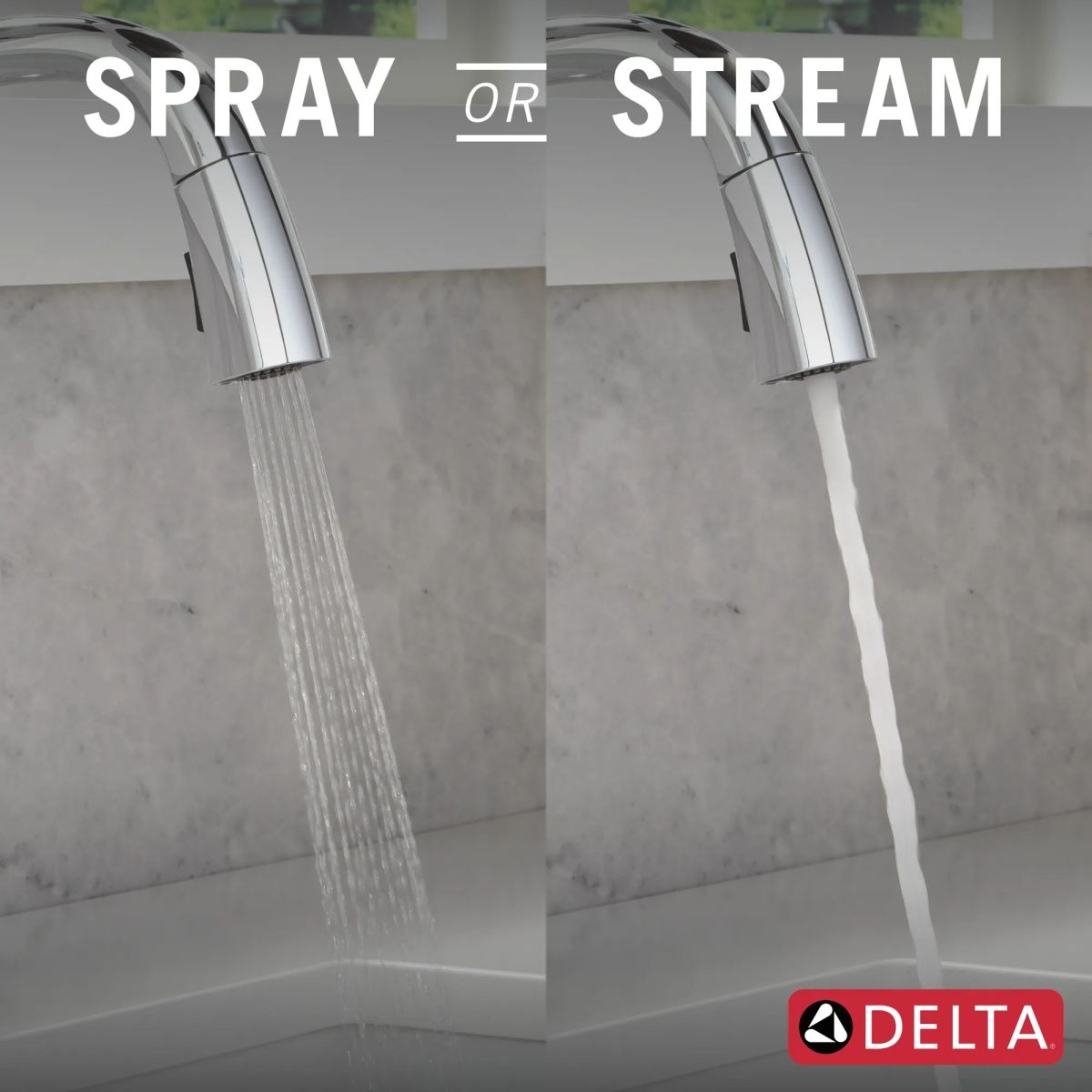 DELTA Stryke Touch2O Technology Kitchen Faucet with Touchless Technology — Lumicoat® Chrome