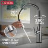 DELTA Stryke VoiceIQ Single Handle Pull-Down Faucet with Touch2O Technology — Lumicoat® Arctic Stainless