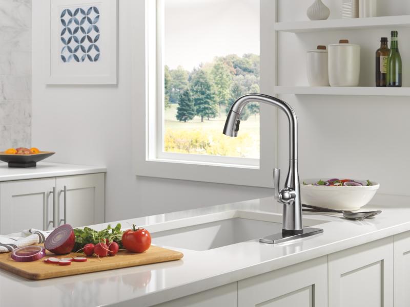DELTA Stryke VoiceIQ Single Handle Pull-Down Faucet with Touch2O Technology — Lumicoat® Arctic Stainless