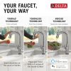 DELTA Stryke VoiceIQ Single Handle Pull-Down Faucet with Touch2O Technology — Lumicoat® Arctic Stainless