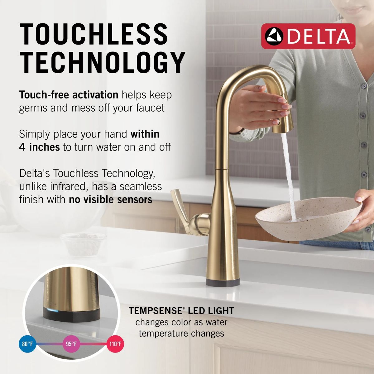 DELTA Stryke VoiceIQ Single Handle Pull-Down Faucet with Touch2O Technology — Lumicoat® Champagne Bronze
