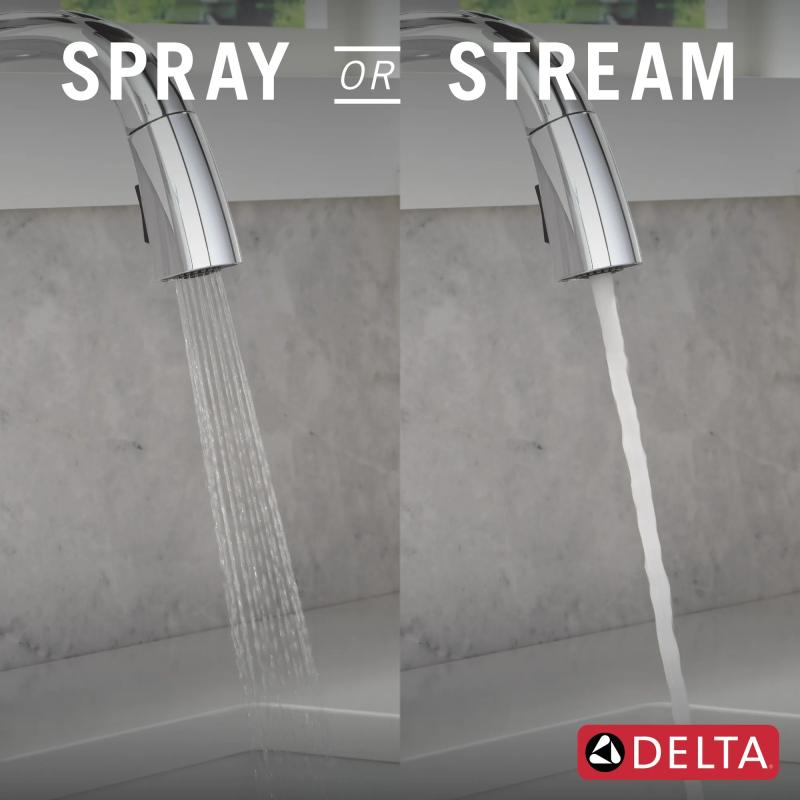 DELTA Stryke VoiceIQ Single Handle Pull-Down Faucet with Touch2O Technology — Lumicoat® Chrome