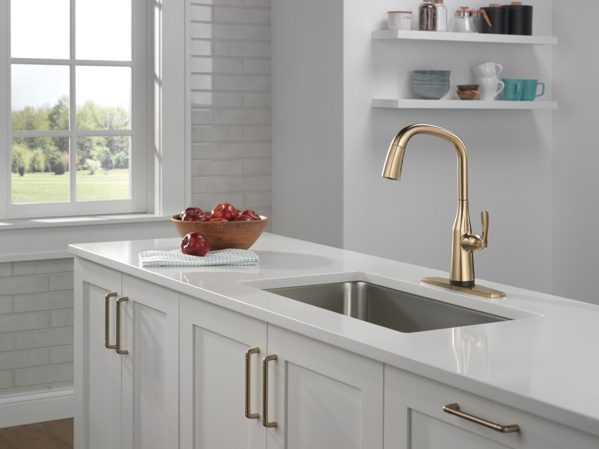 DELTA Stryke Touch2O  Pull-Down Kitchen w/ Voice — Lumicoat® Champagne Bronze