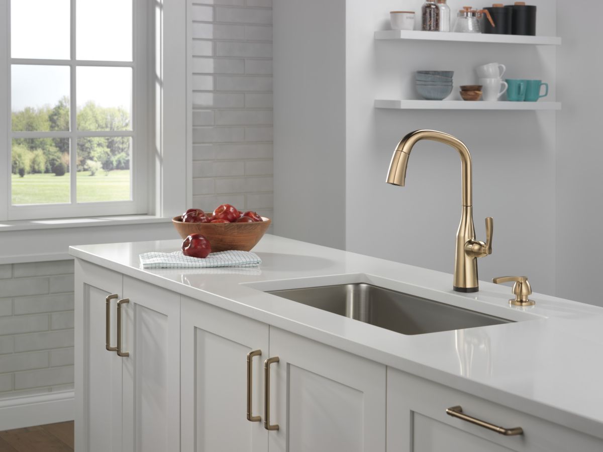 DELTA Stryke Touch2O  Pull-Down Kitchen w/ Voice — Lumicoat® Champagne Bronze