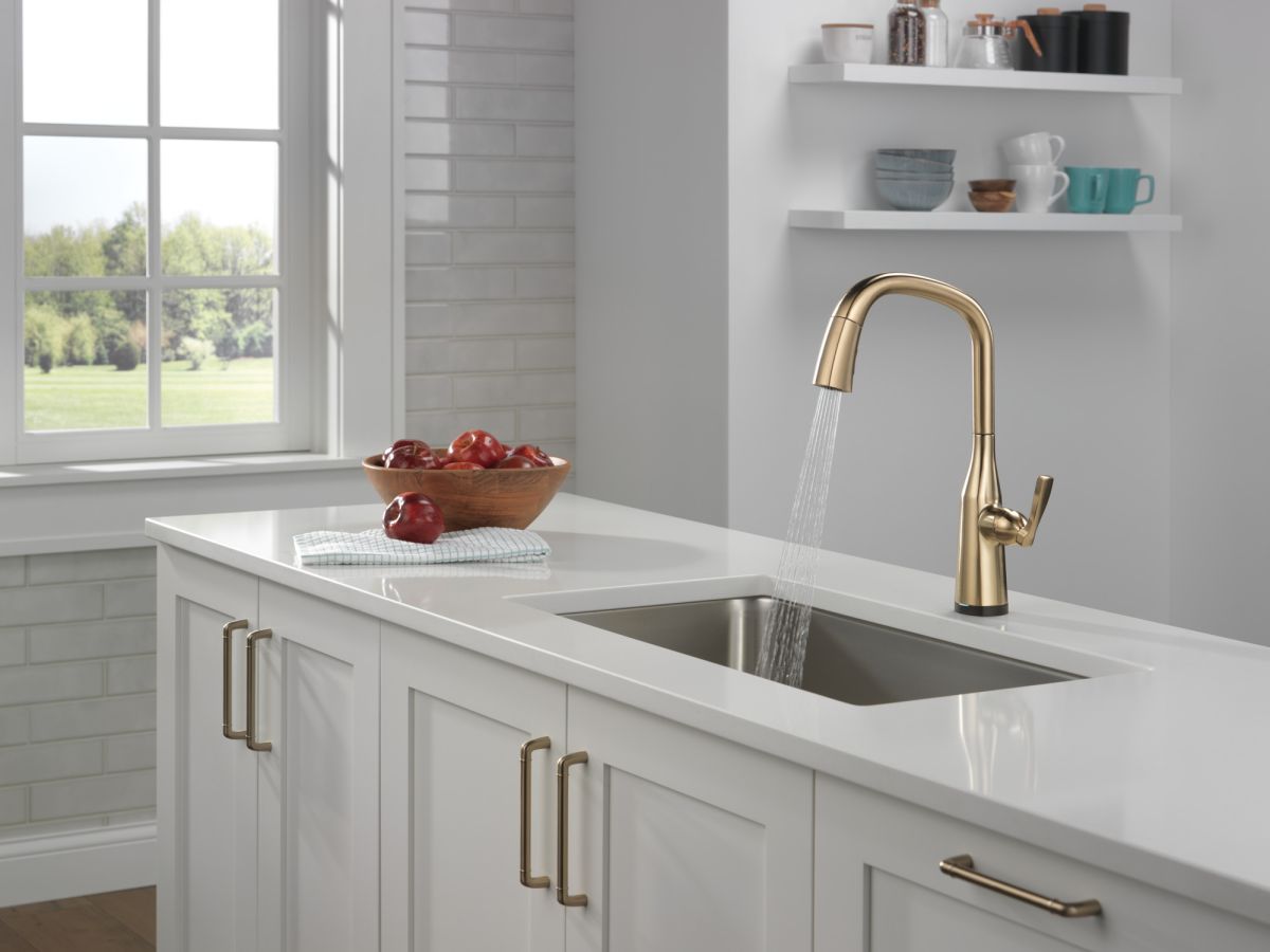 DELTA Stryke Touch2O  Pull-Down Kitchen w/ Voice — Lumicoat® Champagne Bronze