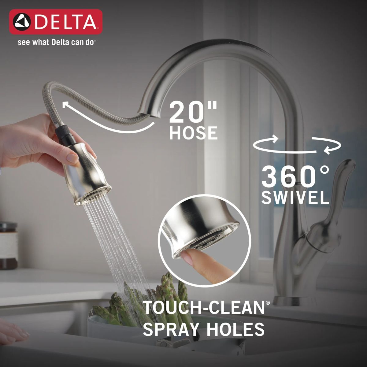 DELTA Leland Single Handle Pull-Down Kitchen Faucet with ShieldSpray Technology — Spotshield Stainless