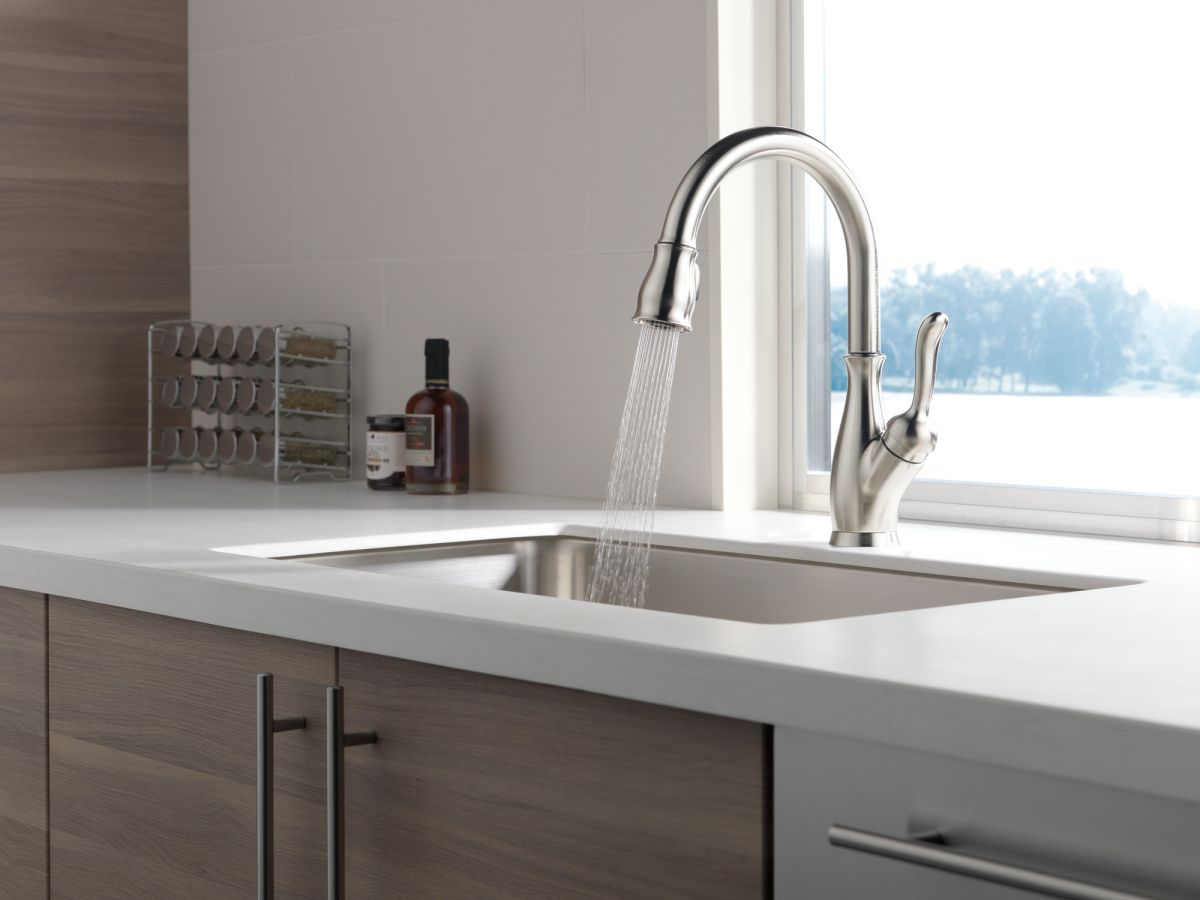 DELTA Leland Single Handle Pull-Down Kitchen Faucet with ShieldSpray Technology — Spotshield Stainless