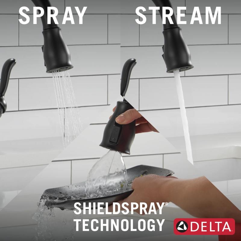 DELTA Leland Single Handle Pull-Down Kitchen Faucet With Touch2O Technology And ShieldSpray Technologies — Matte Black