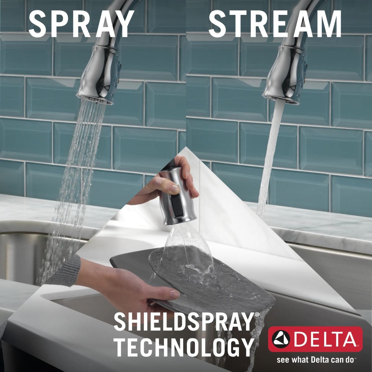 DELTA Leland Single Handle Pull-Down Kitchen Faucet with Touch2O and ShieldSpray Technologies — Chrome