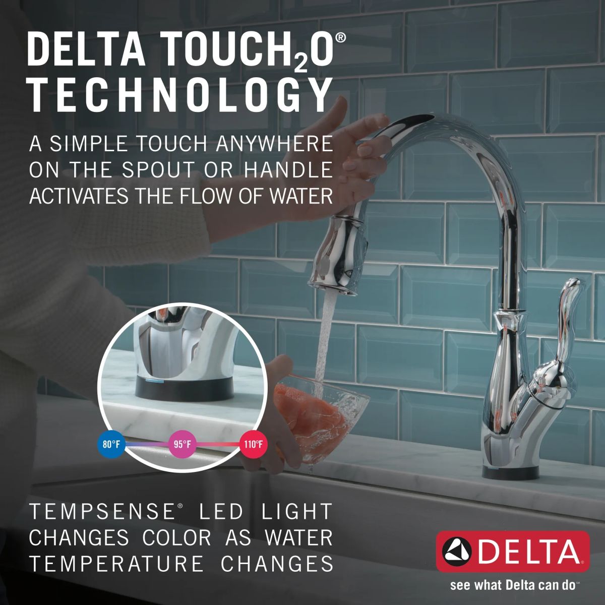 DELTA Leland Single Handle Pull-Down Kitchen Faucet with Touch2O and ShieldSpray Technologies — Chrome