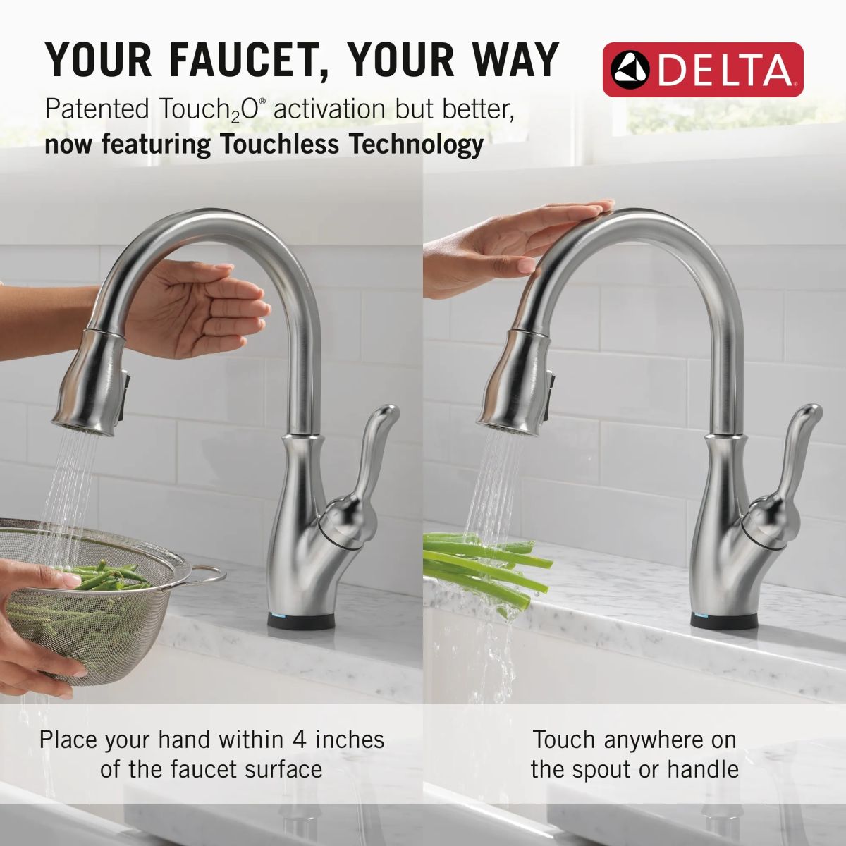 DELTA Leland Touch2O Technology Kitchen Faucet with Touchless Technology — Arctic Stainless