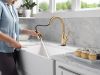 DELTA Leland Touch2O Technology Kitchen Faucet with Touchless Technology — Champagne Bronze
