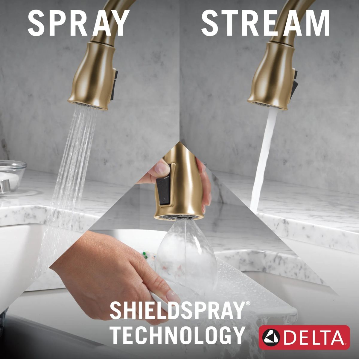 DELTA Leland Touch2O Technology Kitchen Faucet with Touchless Technology — Champagne Bronze