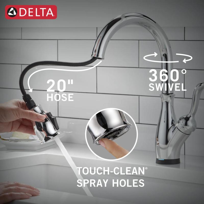 DELTA Leland Touch2O Technology Kitchen Faucet with Touchless Technology — Chrome