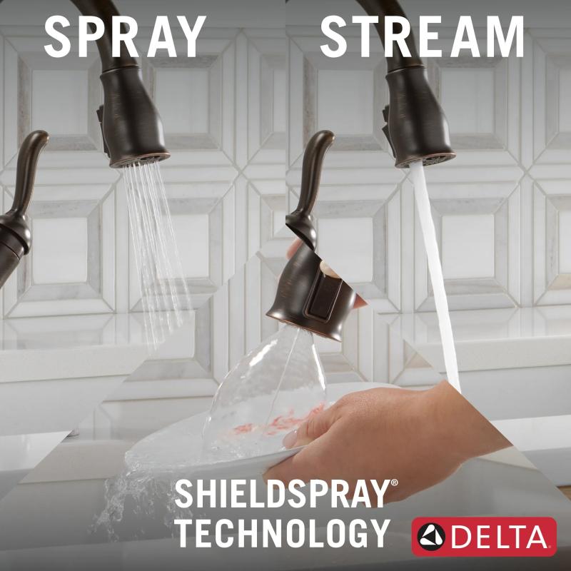 DELTA Leland Touch2O Technology Kitchen Faucet with Touchless Technology — Venetian Bronze