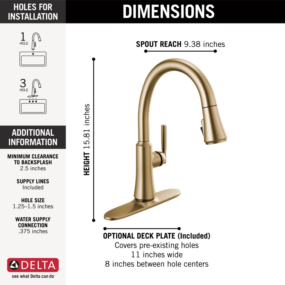 DELTA Coranto Single Handle Pull-Down Kitchen Faucet — Champagne Bronze