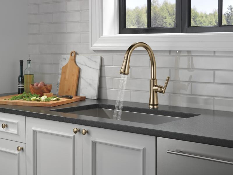 DELTA Coranto Single Handle Pull-Down Kitchen Faucet — Champagne Bronze