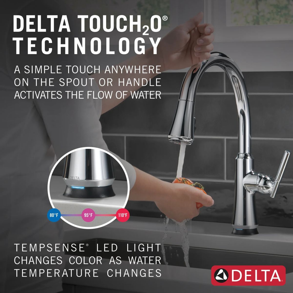 DELTA Coranto Single Handle Pull-Down Kitchen Faucet with Touch2O Technology — Chrome