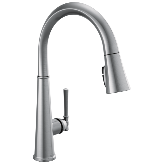 DELTA Emmeline Single Handle Pull-Down Kitchen Faucet — Lumicoat® Arctic Stainless