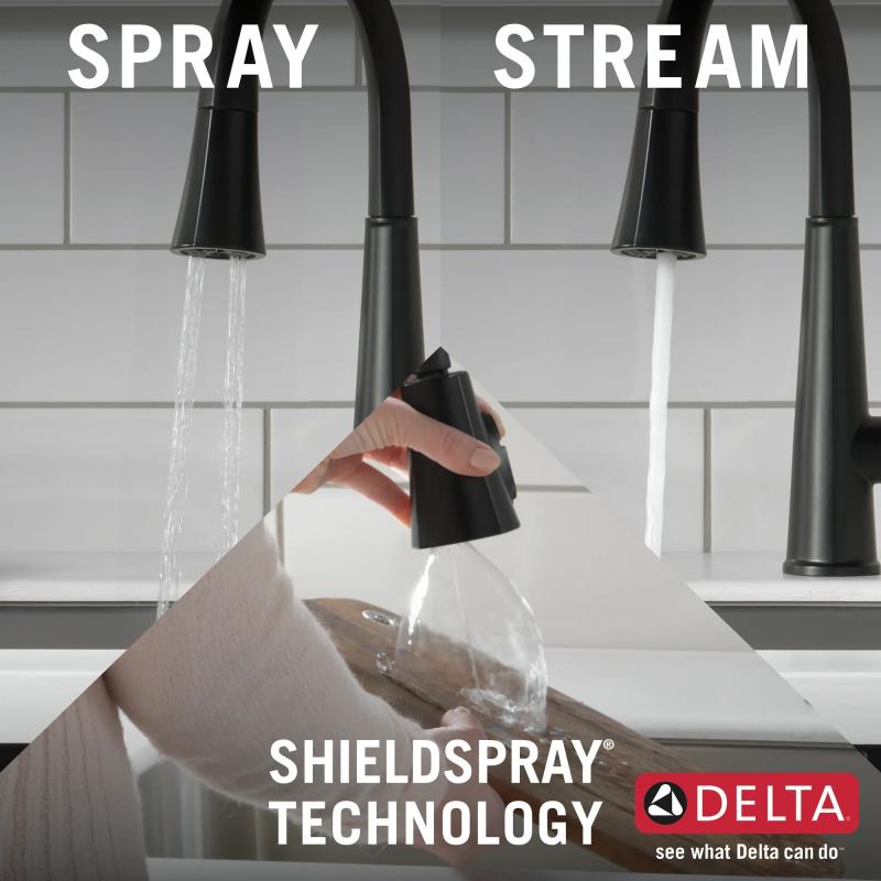 DELTA Emmeline Single Handle Pull-Down Kitchen Faucet — Matte Black