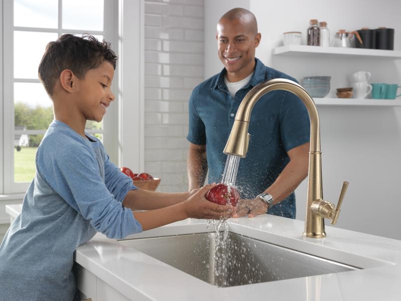 DELTA Emmeline Single Handle Pull-Down Kitchen Faucet — Lumicoat® Champagne Bronze