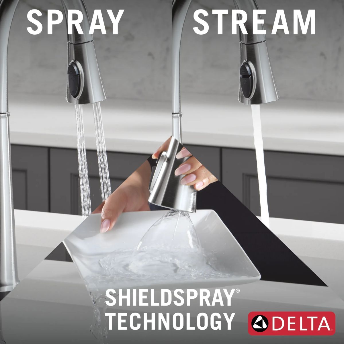 DELTA Emmeline Touch2O Technology Kitchen Faucet with Touchless Technology — Lumicoat® Arctic Stainless