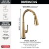 DELTA Emmeline Touch2O Technology Kitchen Faucet with Touchless Technology — Lumicoat® Champagne Bronze