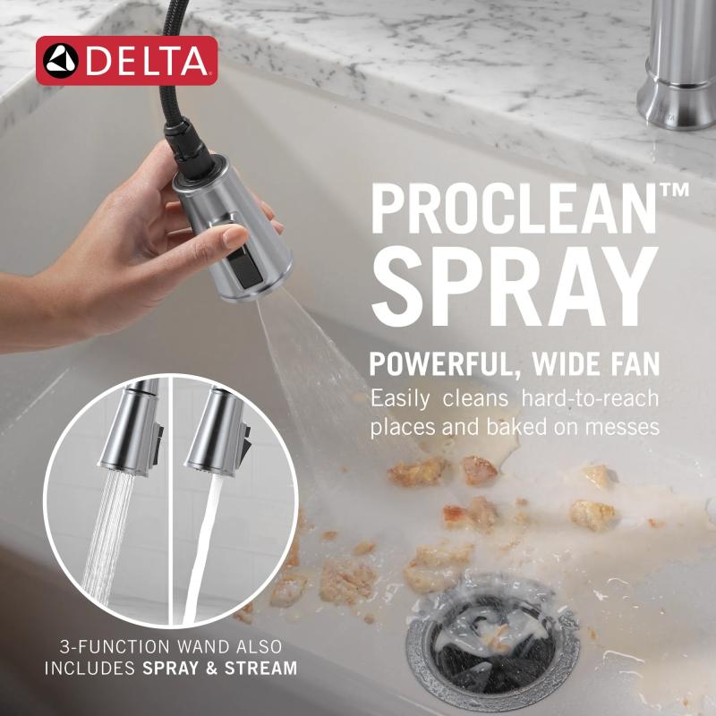 DELTA Renaldi Single Handle Pull-Down Kitchen Faucet — Lumicoat® Arctic Stainless