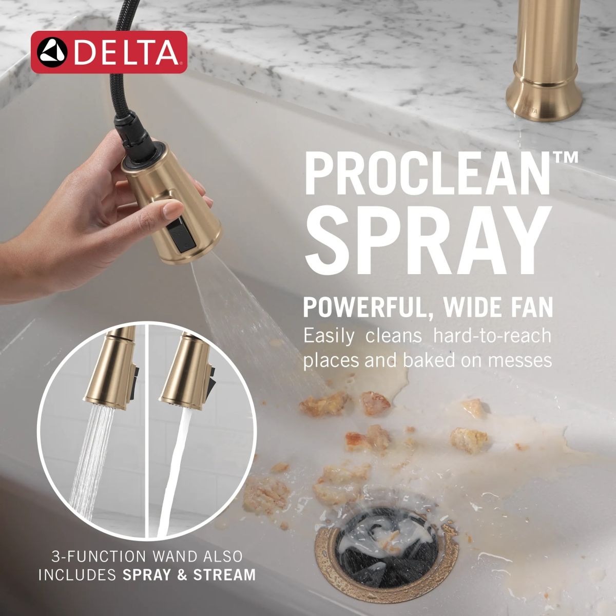 DELTA Renaldi Single Handle Pull-Down Kitchen Faucet — Lumicoat® Champagne Bronze