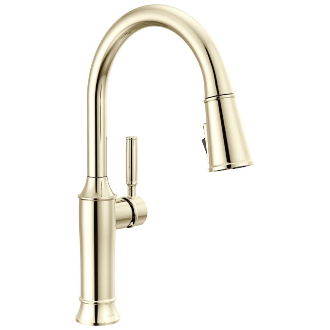 DELTA Renaldi Single Handle Pull-Down Kitchen Faucet — Lumicoat® Polished Nickel