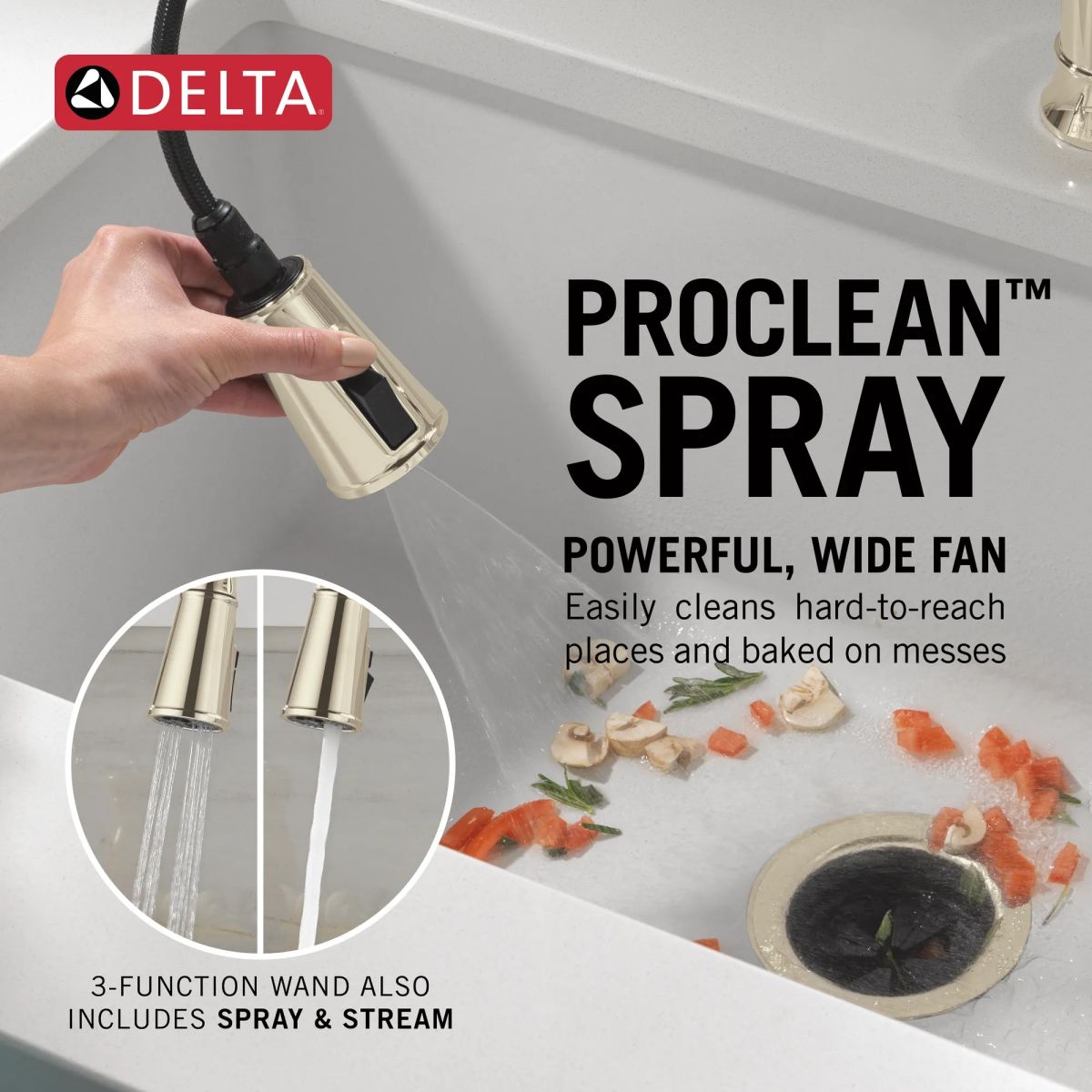 DELTA Renaldi Single Handle Pull-Down Kitchen Faucet — Lumicoat® Polished Nickel