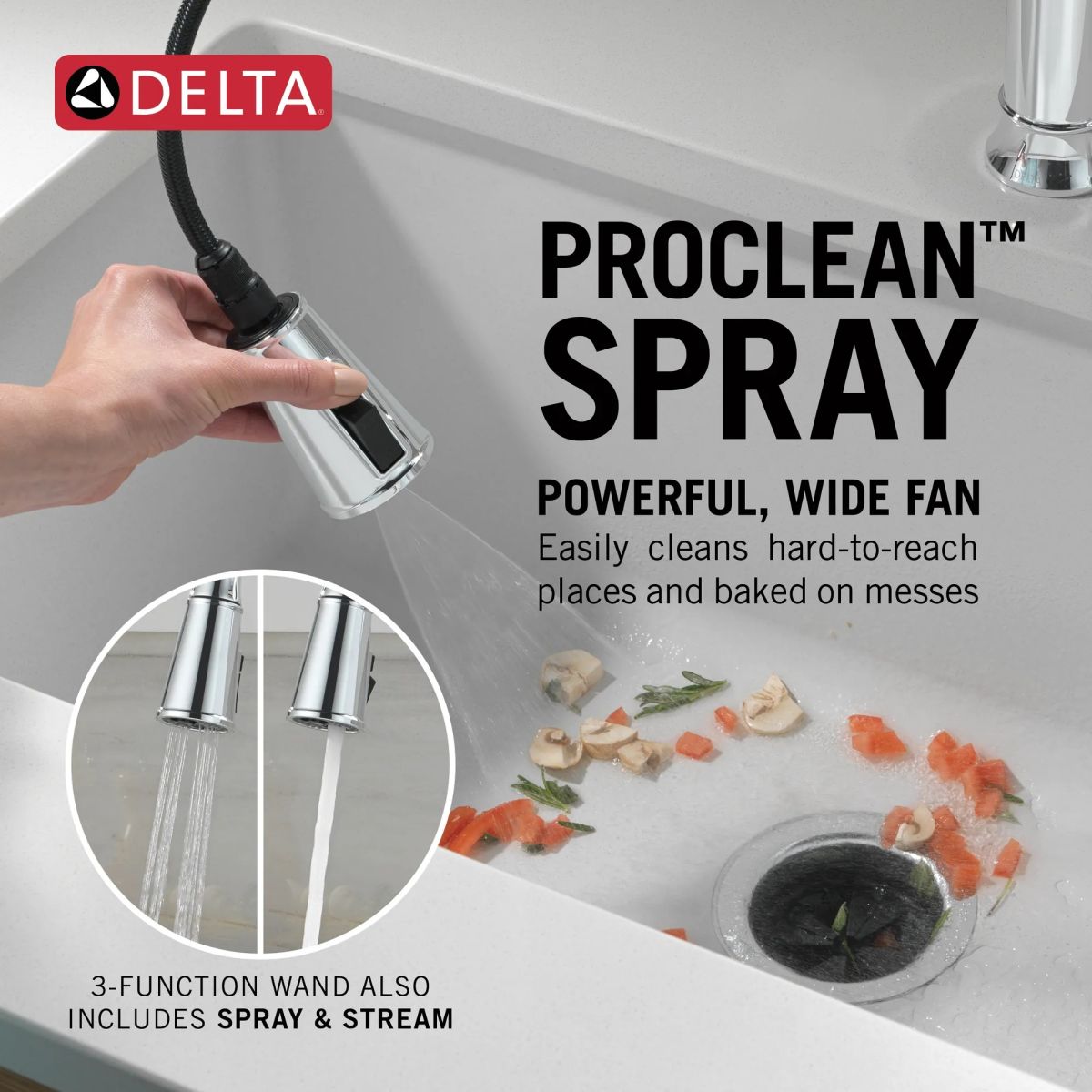 DELTA Renaldi Single Handle Pull-Down Kitchen Faucet — Lumicoat® Chrome