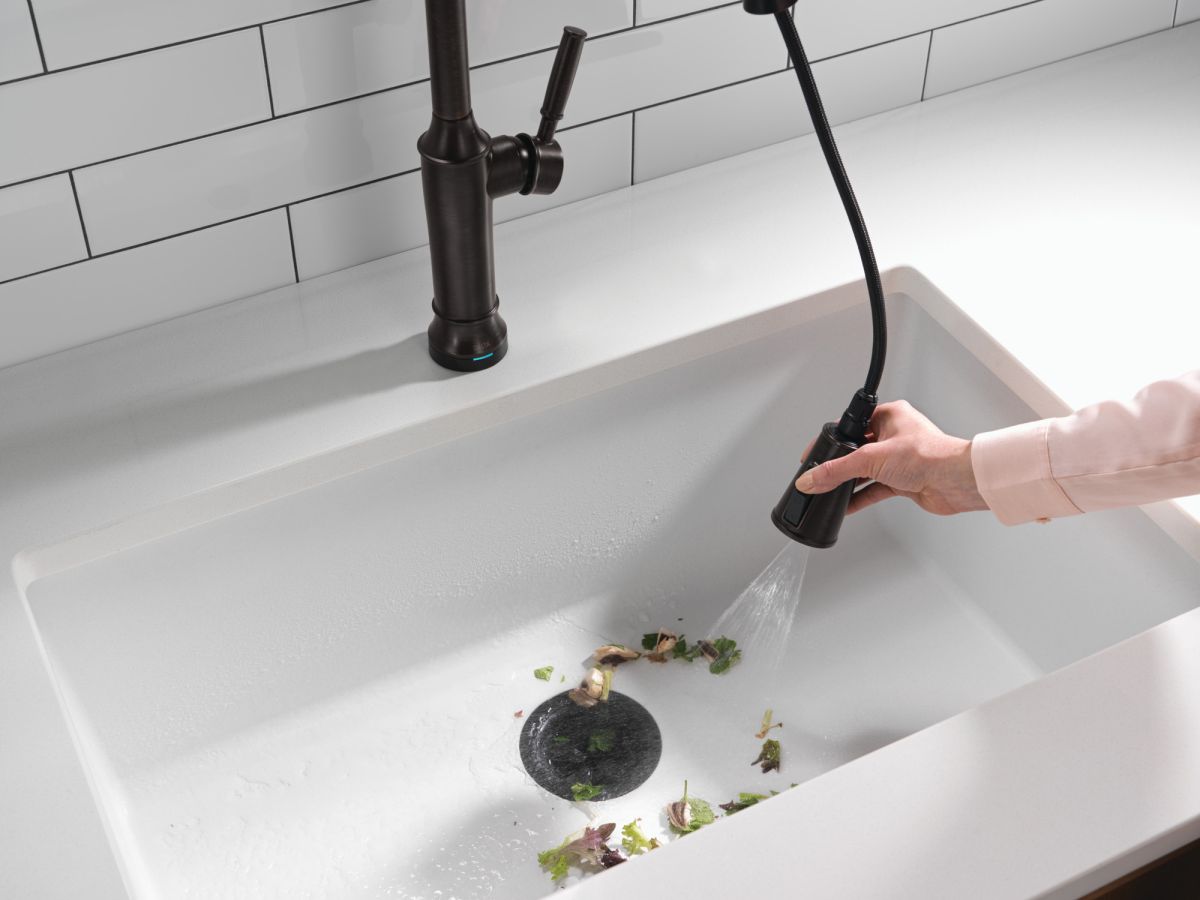 DELTA Renaldi Touch2O Technology Kitchen Faucet with Touchless Technology — Venetian Bronze